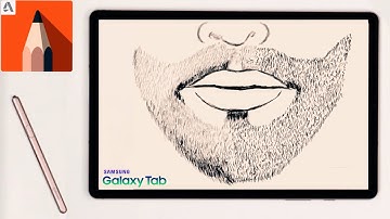 AutoDesk SketchBook Beginners Tutorial. How to draw a Light beard | facial hair.  (Galaxy Tab S6).