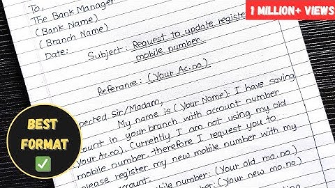 Application to Bank Manager to Change Mobile Number | Request to Update Mobile Number