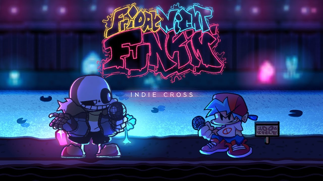 Playable Indie Cross Sans (pacifist route/shaders) [Friday Night Funkin']  [Mods]