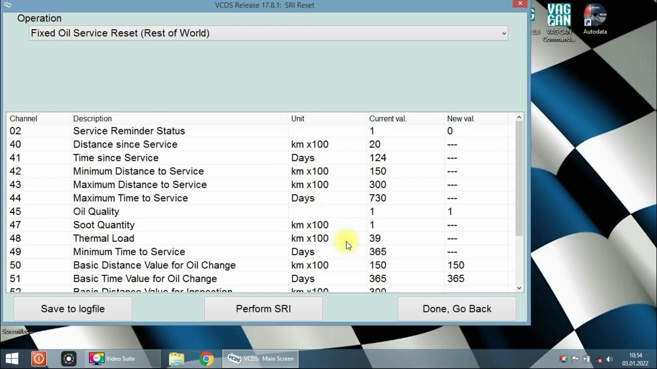 VCDS Audi A3 1.4TFSI Reset service inspection YouTube