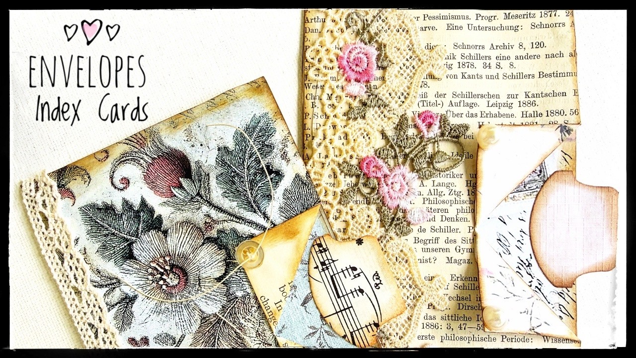 Junk Journal Ephemera Using Envelopes and Index Cards - YouTube