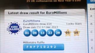 Euromillions Results 27th December 2013 27/12/13