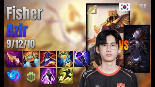 Fisher Mid Azir vs Orianna lol KR solo rank Full Game 16.8 | 피셔 아지르 vs 오리아나