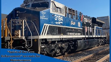 CSX M408 hauls the "Spirit of Our Law Enforcement" to Cumberland for an Engine Replacement!
