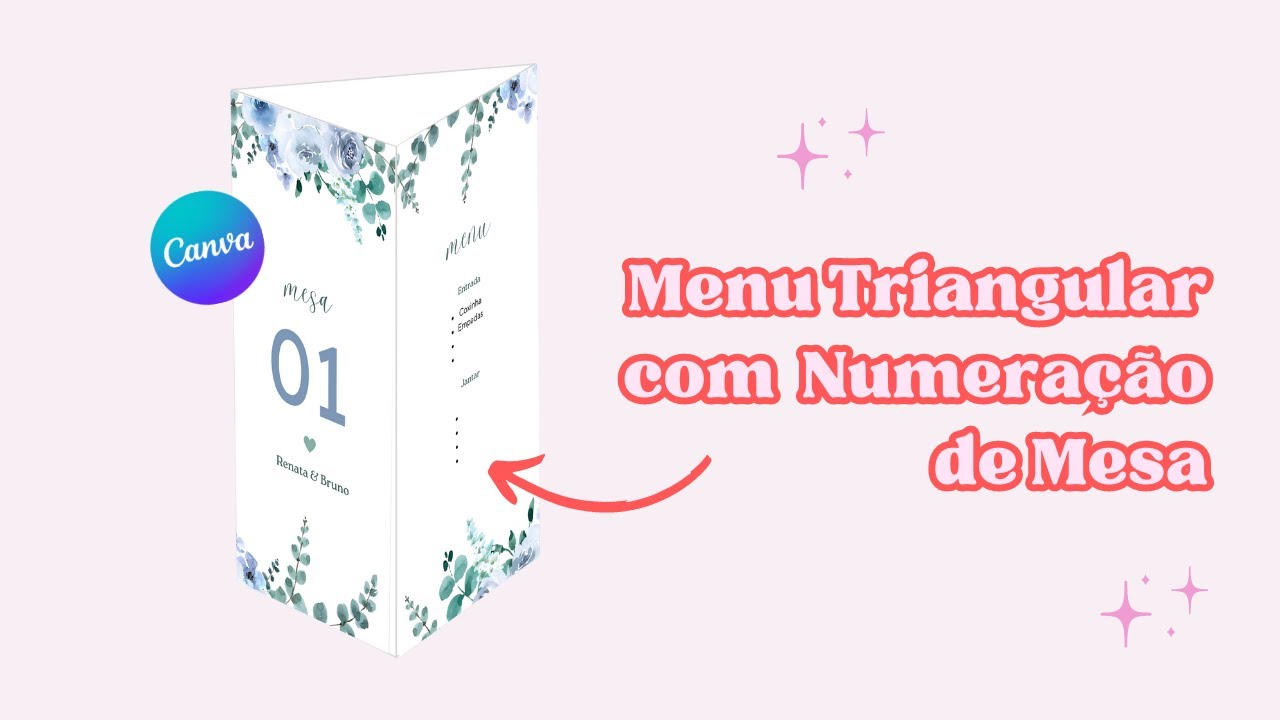 Como fazer menu casamento triangular com numera o de mesa no canva