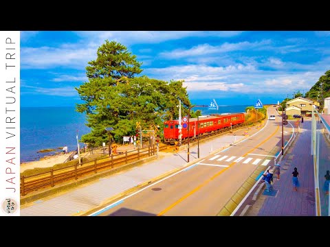 4K Japan Walk - Breathtakingly Beautiful Scenery |  Walking Tour in Amaharashi Coast, Toyama (雨晴海岸)