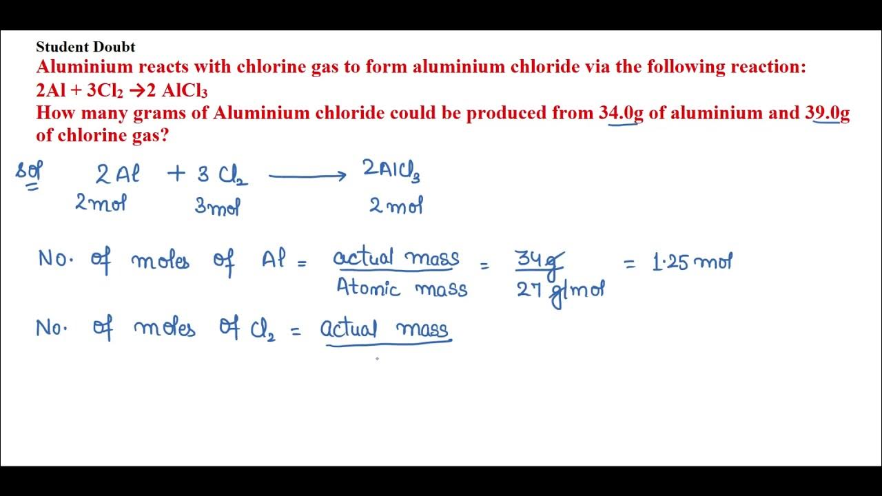 Aluminium reacts with chlorine gas to form aluminium chloride via the