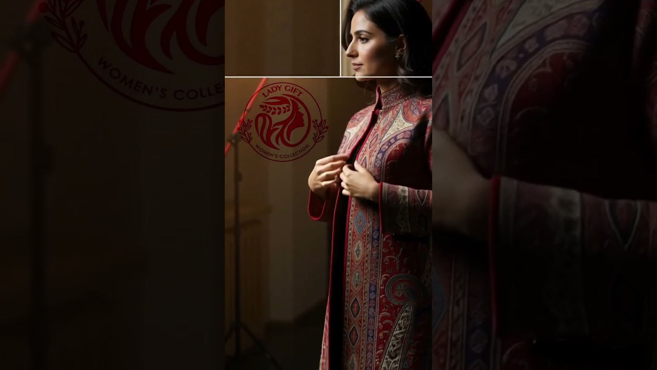 Multicolour Kashmiri Kani Woolen Coat for Women | Winter Party Wear Long Coat | Lady Gift Clothing