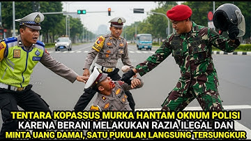 TENTARA KOPASSUS NGAMUK PUKUL OKNUM POLISI KARENA DITILANG DAN DIMINTAI UANG DAMAI SAAT RAZIA ILEGAL