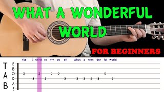 WHAT A WONDERFUL WORLD | Easy guitar melody lesson for beginners (with tabs) - Louis Armstrong