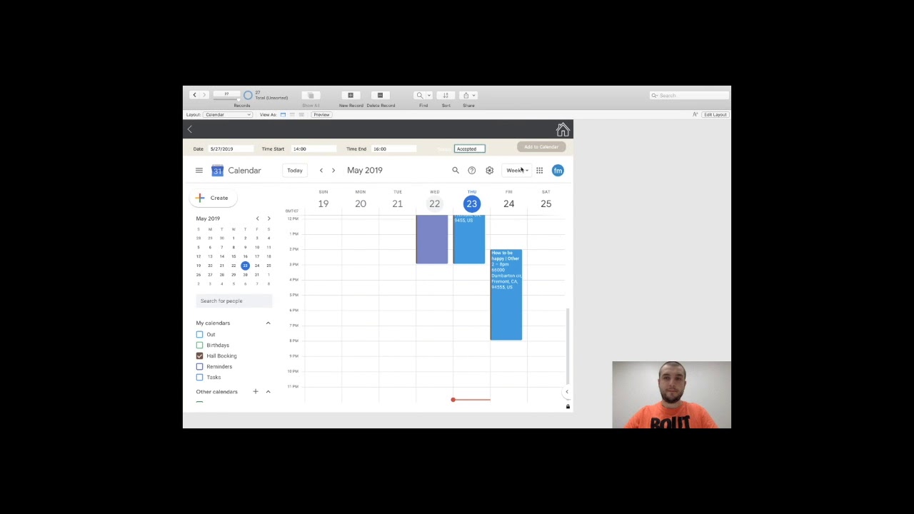 FileMaker Group project - API, Google Calendar - YouTube