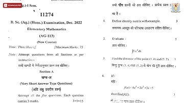BSC 1ST SEM AG ELEMENTARY MATHEMATICS DEC 2022 | CCSU