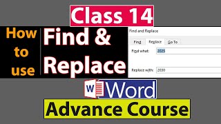 How to Use Find & 
Replace Option in Ms Word in Urdu - Class No 14