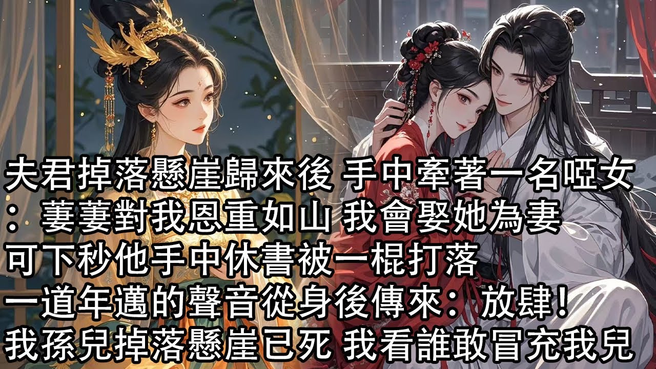 【一口氣看完】夫君掉落懸崖歸來後 手中牽著一名啞女：萋萋對我恩重如山 我會娶她為妻 ，可下秒他手中休書被一棍打落 ，一道年邁的聲音從身後傳來：放肆！我孫兒掉落懸崖已死 我看誰敢冒充我兒
