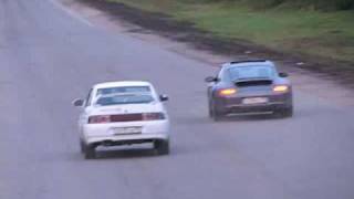 VAZ 21106 turbo 330 hp vs porsche 911 carrera