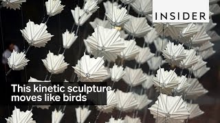 This kinetic sculpture moves like a flock of birds