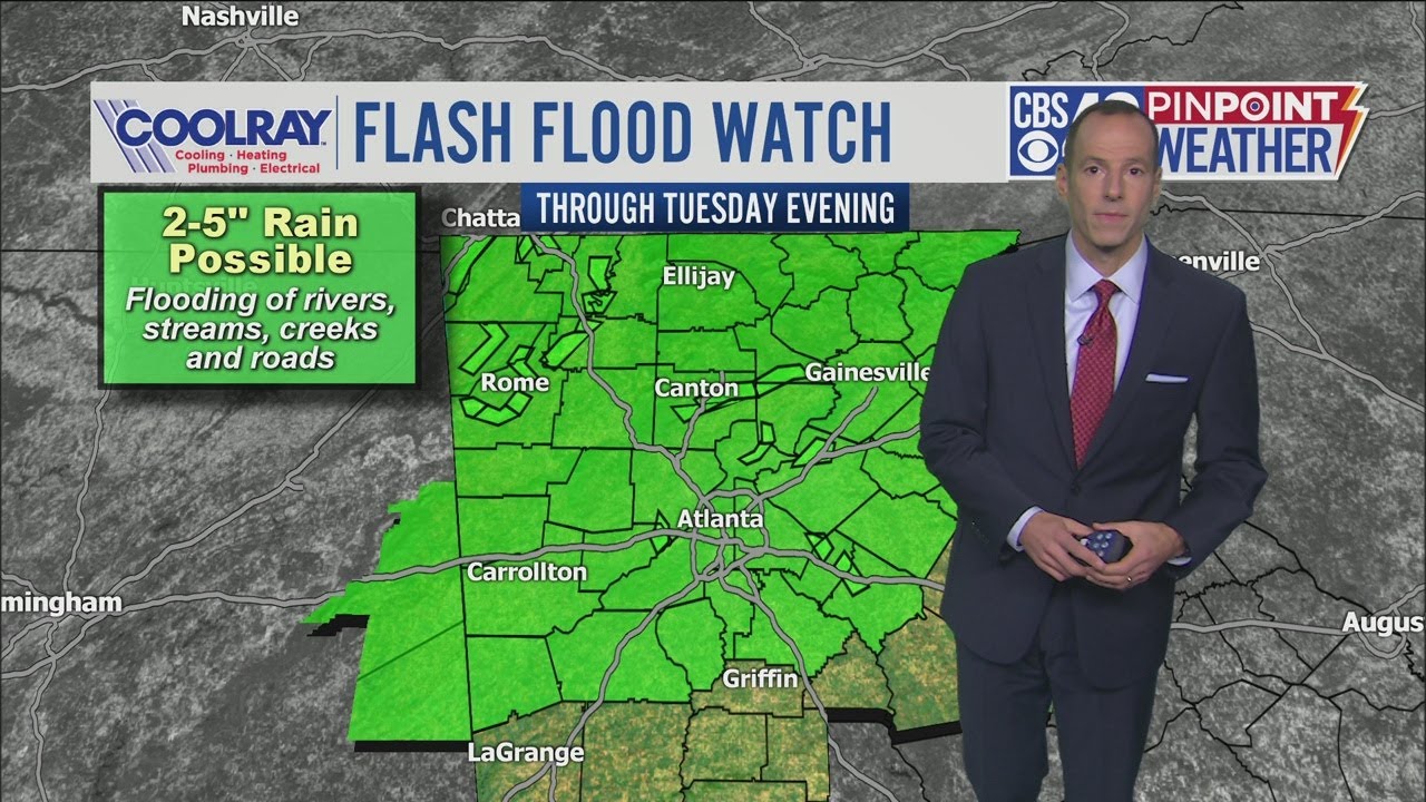 Flash Flood Watch continues on Tuesday - YouTube