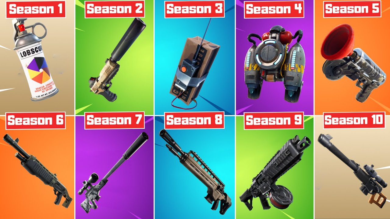 The Evolution Of All Fortnite Weapons Season 1 Season 10 Youtube