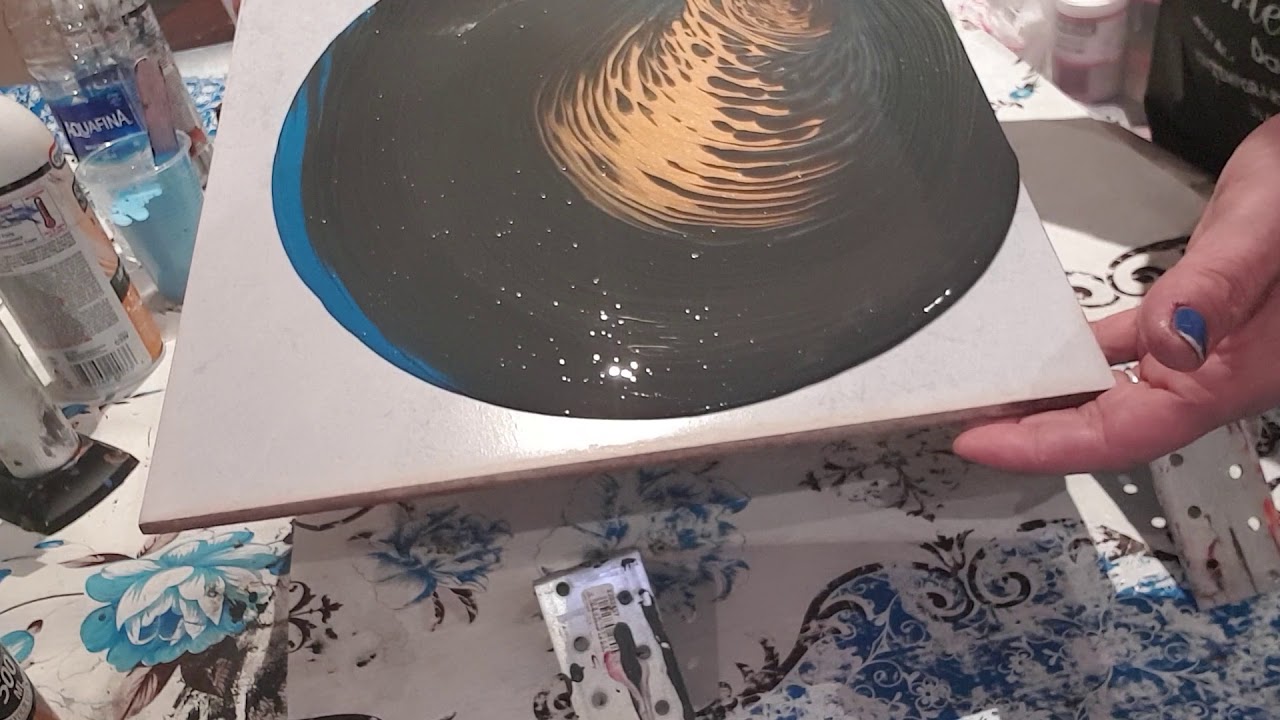 Acrylic pouring. Swirls on ceramic tiles #0046 - YouTube