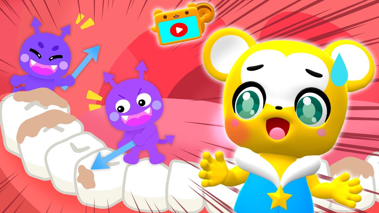 【アニメ】はみがきでバイキンをやっつけよう！★生活習慣・歯磨き・キッズ・赤ちゃん笑う・喜ぶ・泣きやむ子供向け知育アニメ★toothbrush