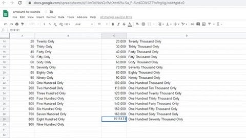 conversion of numbers to word for google sheets