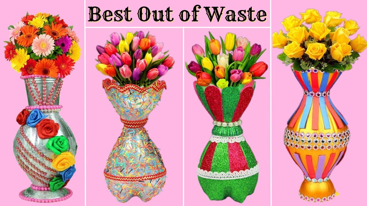 4 Beautiful Flower Vase DIY Ideas With Plastic Bottle How To Make 4-beautiful-flower-vase-diy-ideas-with-plastic-bottle-how-to-make