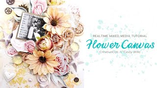 ⭐ Full Tutorial ⭐ Mixed Media Floral Canvas with Finnabair, Lindy&#39;s and Mitform Castings