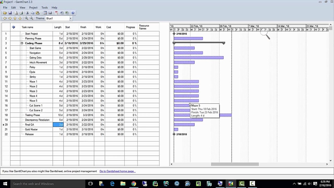 Live Gantt Chart