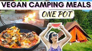 VEGAN ONE POT CAMPING FOOD / How to cook with a campfire / Campfire pizza / What I eat while camping