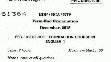 IGNOU FEG 1 / BEGF 101 FOUNDATION COURSE IN ENGLISH December 2018 By TIPS GURU