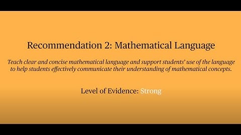 Recommendation 2: Mathematical Language