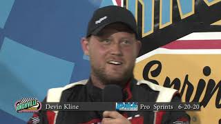 Knoxville Raceway - Devin Kline Victory Lane Interview - June 20 2020