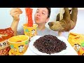 Fire Cheese & Black Bean Noodle Challenge With My Sloth • MUKBANG