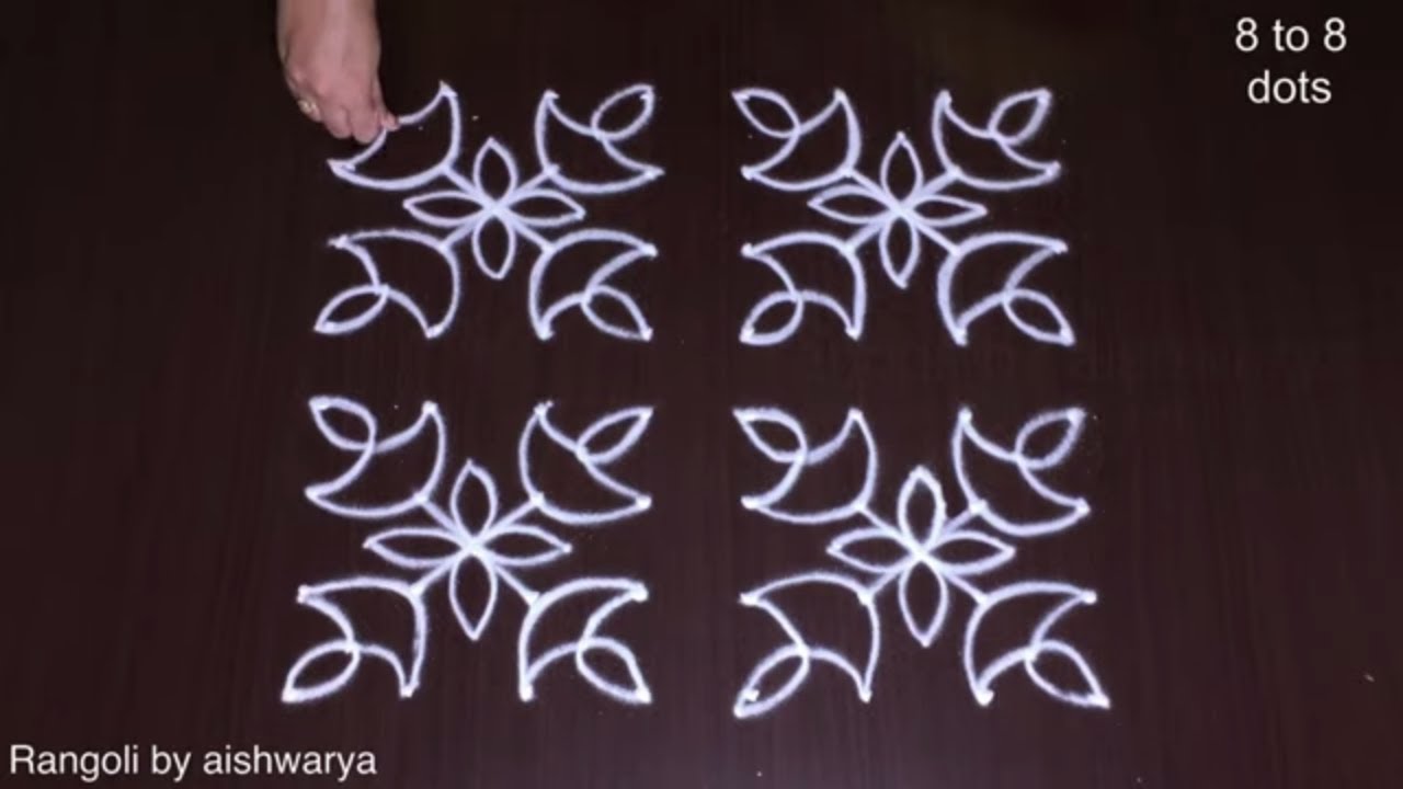 How to Draw Simple 8×8 Kolam