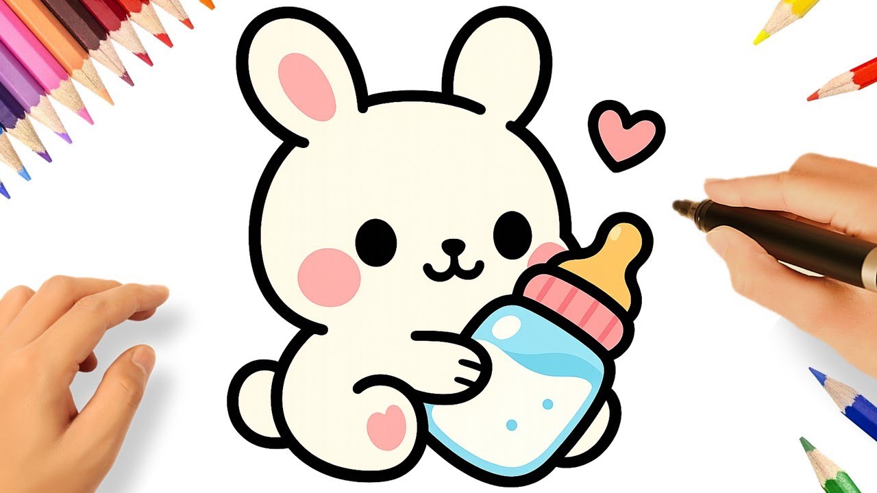 HOW TO DRAW A CUTE BABY BUNNY EASY❤️🍼