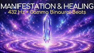 Crystal Manifestation & Healing Brainwave Meditation | 432Hz + 40Hz Gamma Binaural Beats
