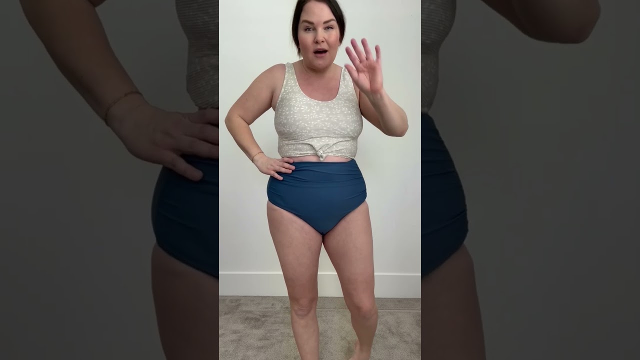 Seaside Ribbed Swim Knot Top in Sage Try-On