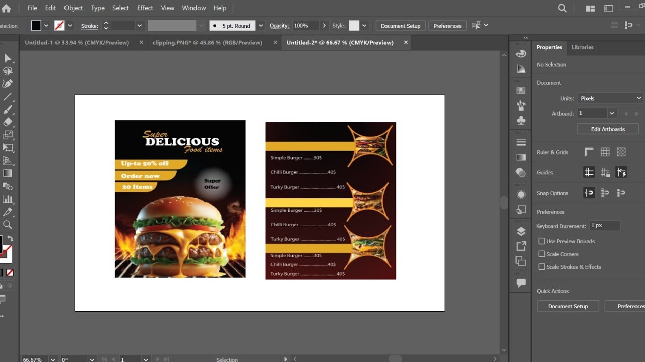 How to design Restaurant Food Menu Flyer Design in Adobe illustrater ...