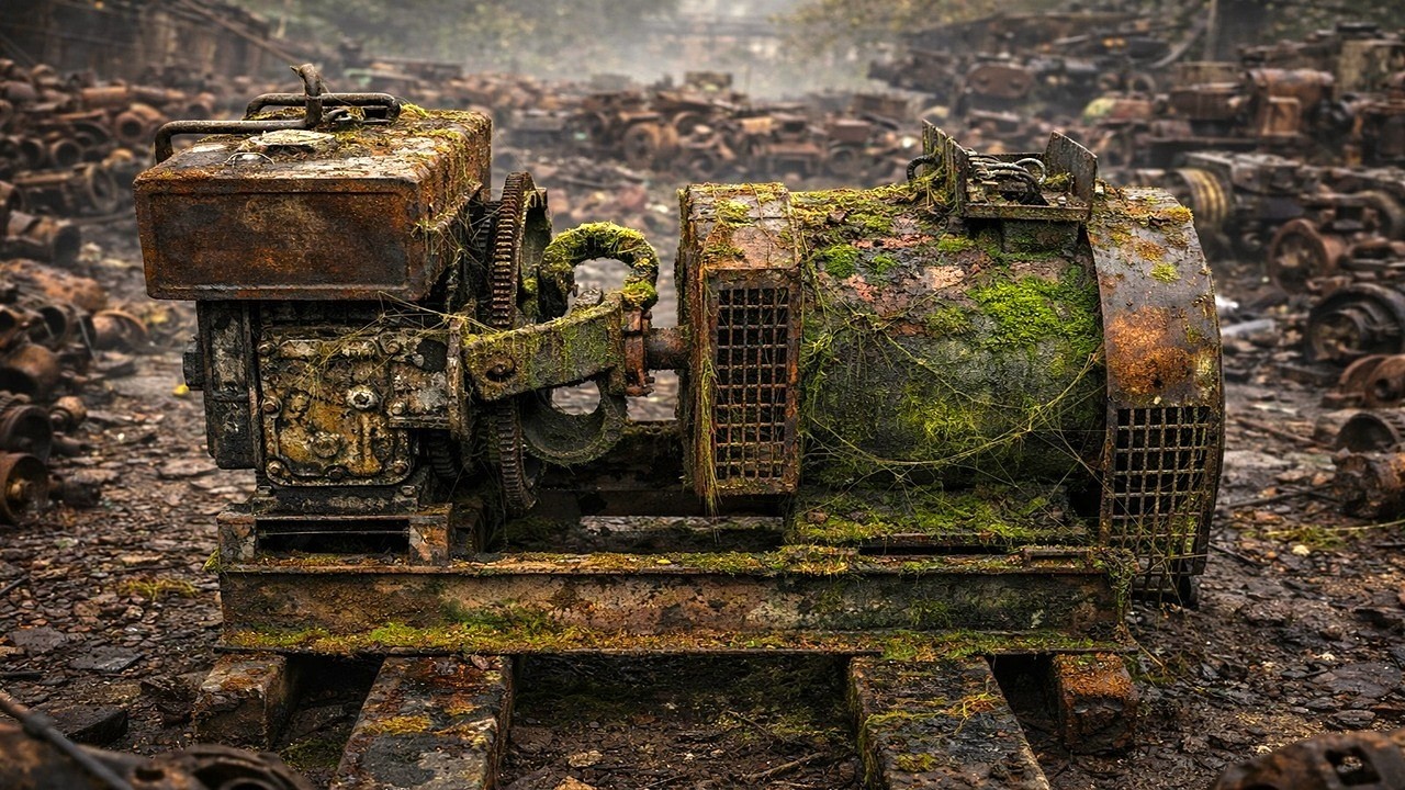 Incredible Restoration of a Moss-Covered Rusty Generator Abandoned in a Scrap Yard for Decades