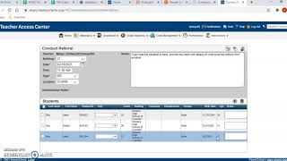 Submitting a behavior referral via Eschools