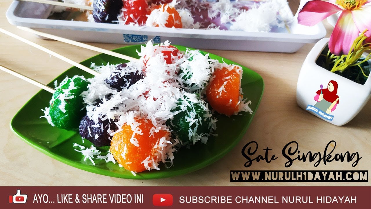 Cara Mudah Membuat Sate Singkong Pelangi Enak || Kue Tradisional