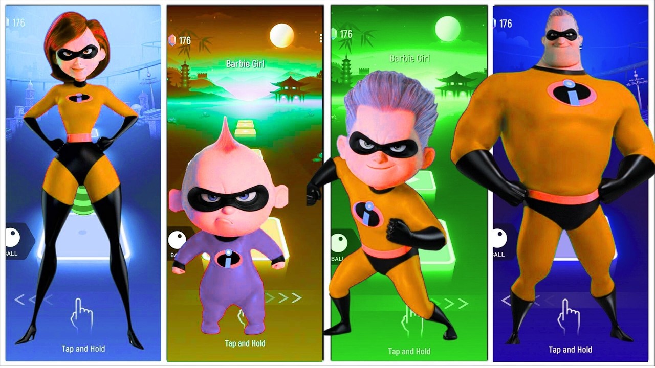 🎶 Tiles Hop EDM Rush – Incredibles Family: Bob Parr 🆚 Helen Parr 🆚 Dash Parr 🆚 Jack Parr