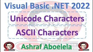 Visual Basic  Net 2022  40  Unicode Characters , ASCII Characters