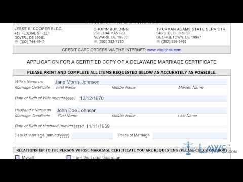 Visit: http://legal-forms.laws.com/marriage/delaware/marriage-certificate to download the application for a certified copy of delaware marriage certificate...