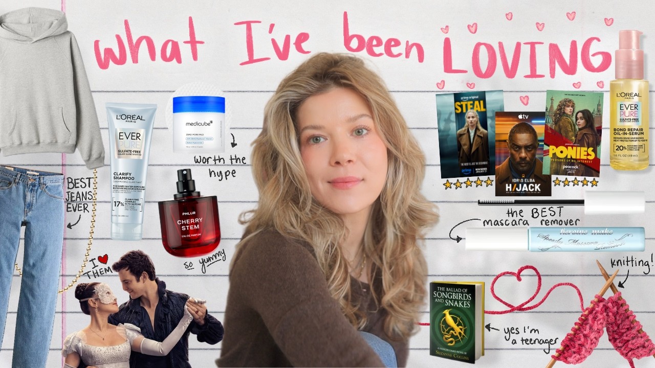 what I've been loving 💌  (my current favorites 2026) clothes, skincare, hair, hobbies, TV + more 🧶📚