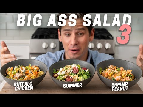 BIG ASS SALAD 3 Summer, Thai Shrimp Peanut, and Buffalo Chicken