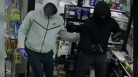 Surveillance catches 2 men steal bag of cash from West Philadelphia gas station; flee in car