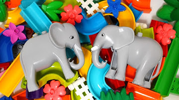Satisfying Building Blocks Marble Run Very popular! Block coasters filled with elephants!