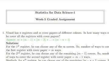 # week 5 statistics 1 Graded Assignment #bs degree #iitm# Stats 1 Part -1 week 5##