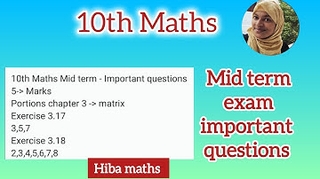 10th maths mid term exam Important questions hiba maths